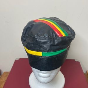 African inspired 90s faux leather hat